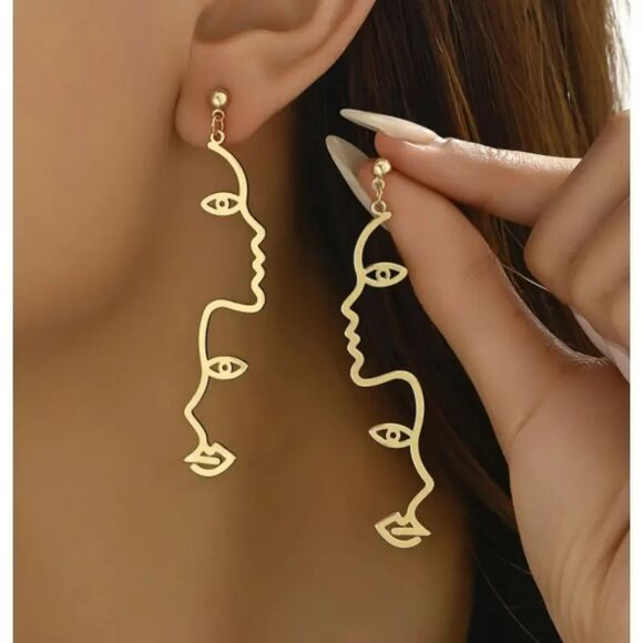 Jewelry - "Mystique" Woman's Silhouette Feminine Dangle Drop Earrings - Abstract Art